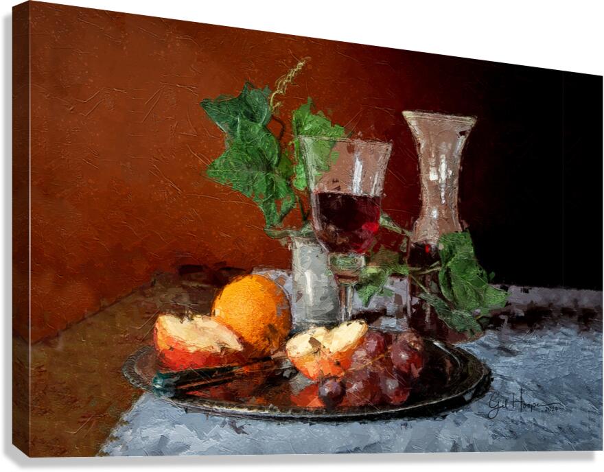 Fruit and Wine Painterly Canvas Print