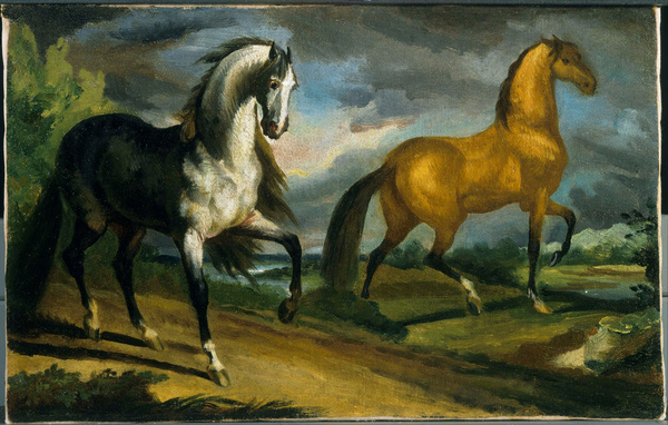  Two Horses by Theodore Gericault   by Goldfishwallart