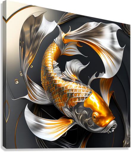 Gold and silver koi fish feng shui painting art by
