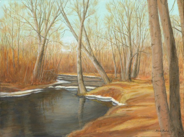 March Day Pohtatuck River - Newtown Scenes  12X16 by Rick Kuhn