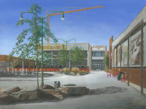 Downtown Commons - In Idaho Series - 18X24 by Rick Kuhn