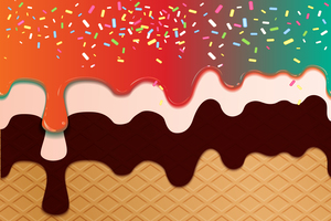 Green Red Creamy Waffle Art