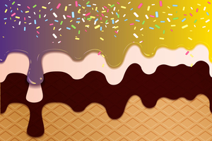 Yellow Purple Creamy Waffle Art