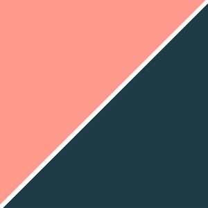 Salmon and Deep Pine Green Abstract