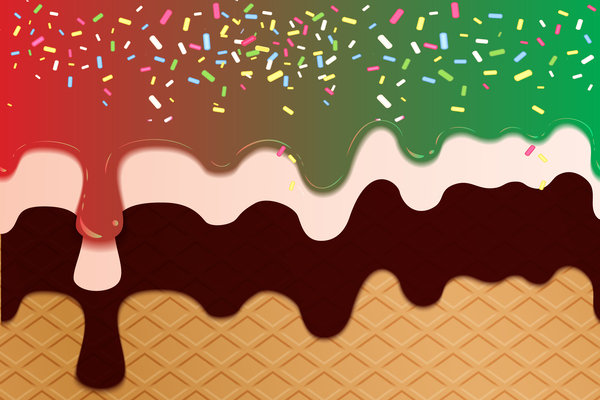 Red Greeny Creamy Waffle Art by rizu_designs