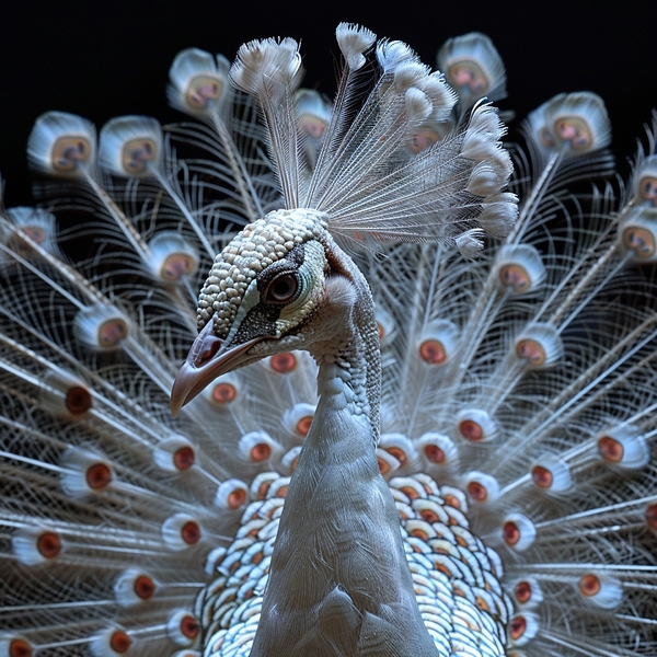 Elegant White Peacock Print