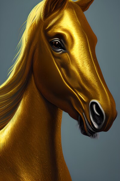 Golden Magical Horse Art by rizu_designs