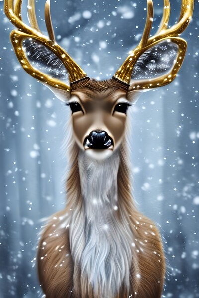 Snow Deer Print