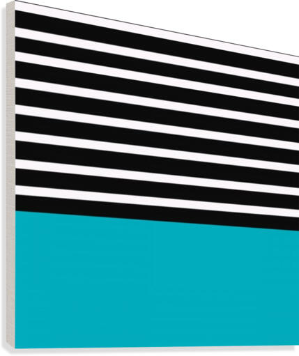 Black & White Stripes with Pacific Blue Patch Canvas Print