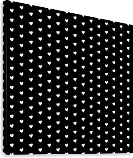 Black & White Heart Shape Pattern Canvas Print