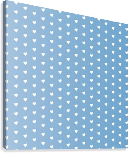 Blue Grey Heart Shape Pattern Canvas Print