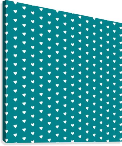 Teal Heart Shape Pattern Canvas Print