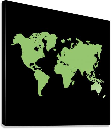 LIME GREEN WORLD MAP Canvas Print