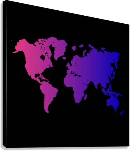 PURPLE GRADIENT WORLD MAP Canvas Print