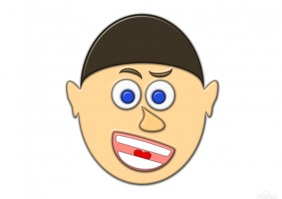 Funny cartoon boy face by CiddiBiri Wall Art