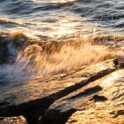 Golden Shower on the Rocks - Slo Mo Waves and Sunshine