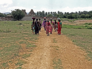Ladies Walking in Hampi Karnataka India