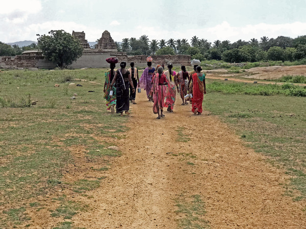 Ladies Walking in Hampi Karnataka India Print