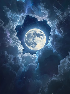 The Magical Moon Among the Clouds – A Fantasy Night Scene That Sparks the Imagination