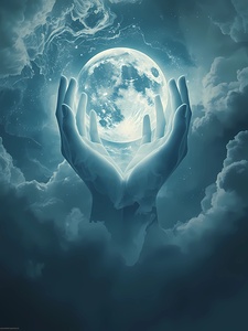 Hands of the Moon – A Celestial Dream Above the Clouds