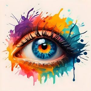 Colorful Painted Watercolor Eye 