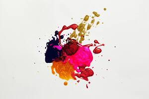 Vibrant Abstract Fluid Art Explosion – Dynamic Color Splash with Gold Accents