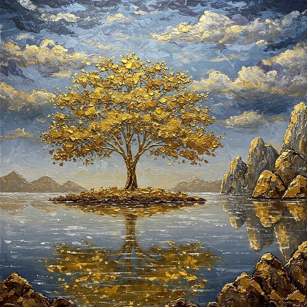 The Golden Tree of Reflection Print