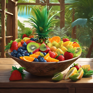 a mouthwatering scene set in a tropical