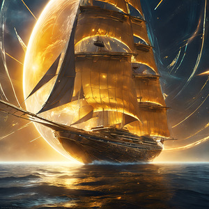 luminous solar sailer its hull gleaming