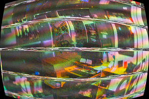 Retro CRT Screen with Distorted Surveillance Footage