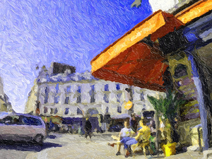 Hand drawn abstract painting on canvas with color texture of ult