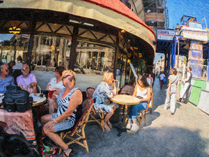 Hand drawn abstract painting on canvas with color texture of Ult