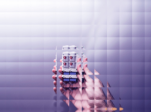 Person Holding Small Device in Metaverse with a red laser