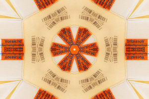 POV male hand holding cardboard package e shop store and Fragile