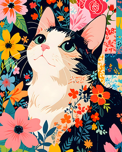 Floral Patchwork Cat