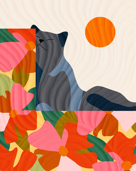 Sunny Garden Cat Print