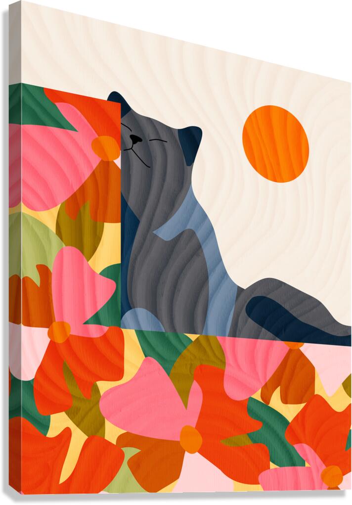 Sunny Garden Cat Canvas Print