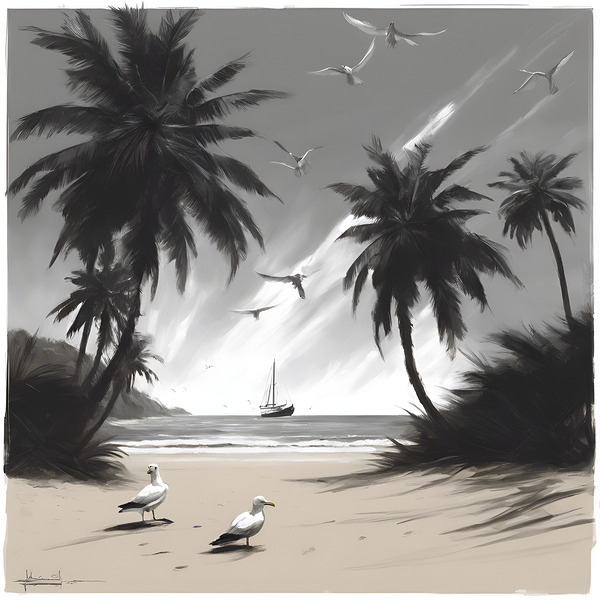 0 An atmospheric impressionist oil painting depic Print