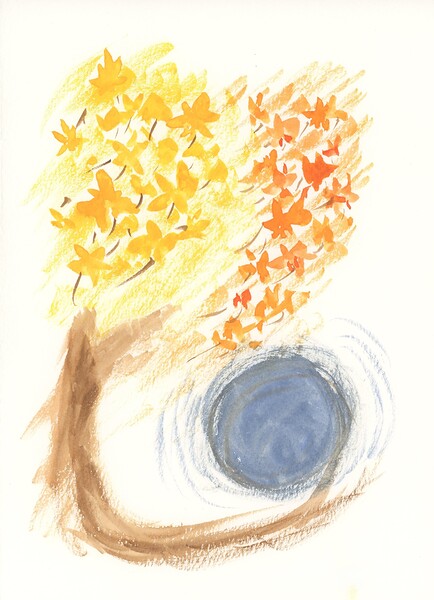 Fall Tree Blue Sun Print