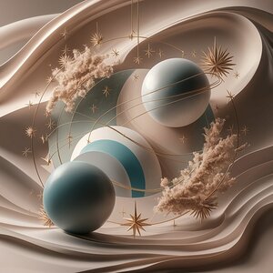 an awe-inspiring celestial scene with a harmonious combination of beige