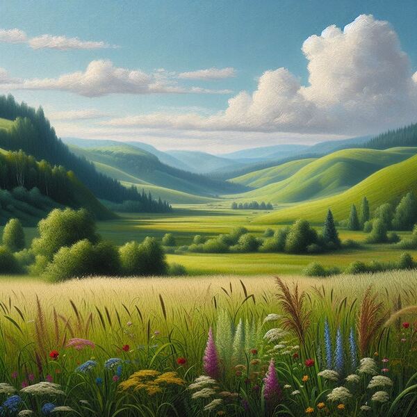 Oil painting of a natural landscape. Print