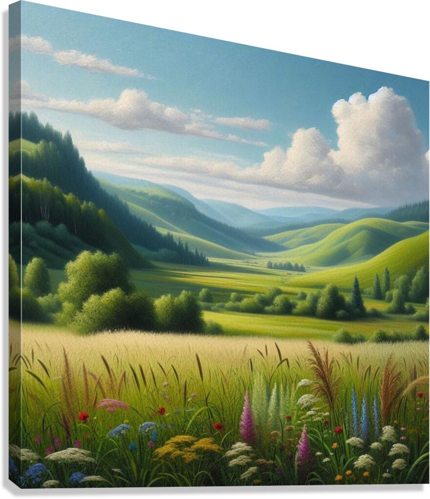 Oil painting of a natural landscape. Canvas Print