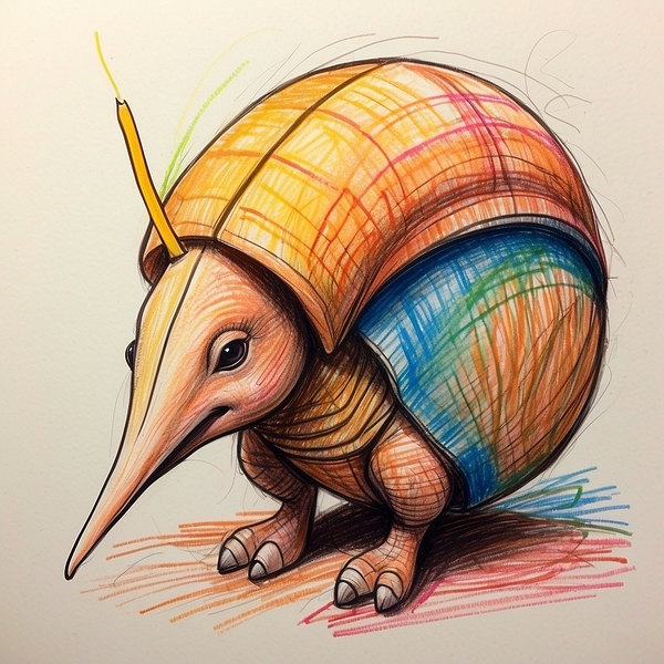 Default A cartoon armadillo curled up in a ball w Print