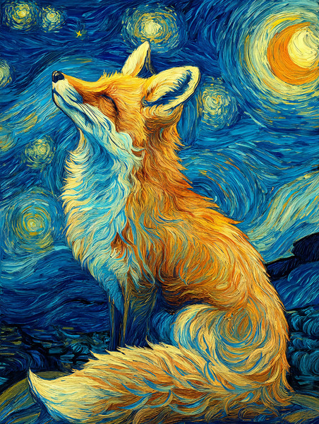 Starry Night Fox Print