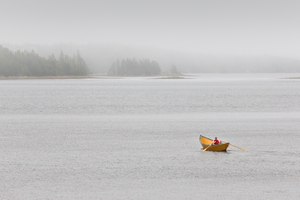 Solitude - Dory in the fog from Lunenburg Nova-Scotia
