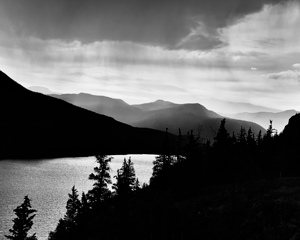 Black and White Rainy sunset over the Reservoir