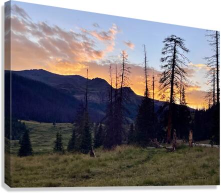 Sunset at camp Canvas Print