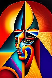 Abstract drawing of a sad woman