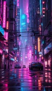 A pulsating neon cyberpunk cityscape. 