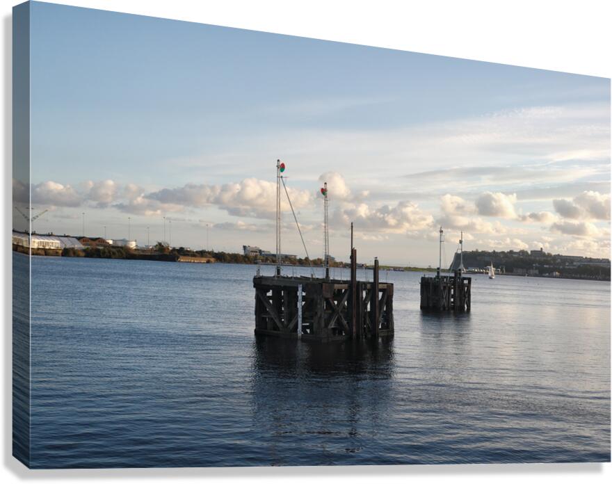 Cardiff Bay dusk wooden structures 1 Canvas Print